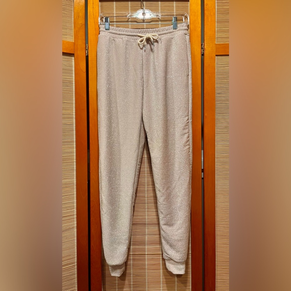Fashion Nova sparkly blush pink joggers, size M